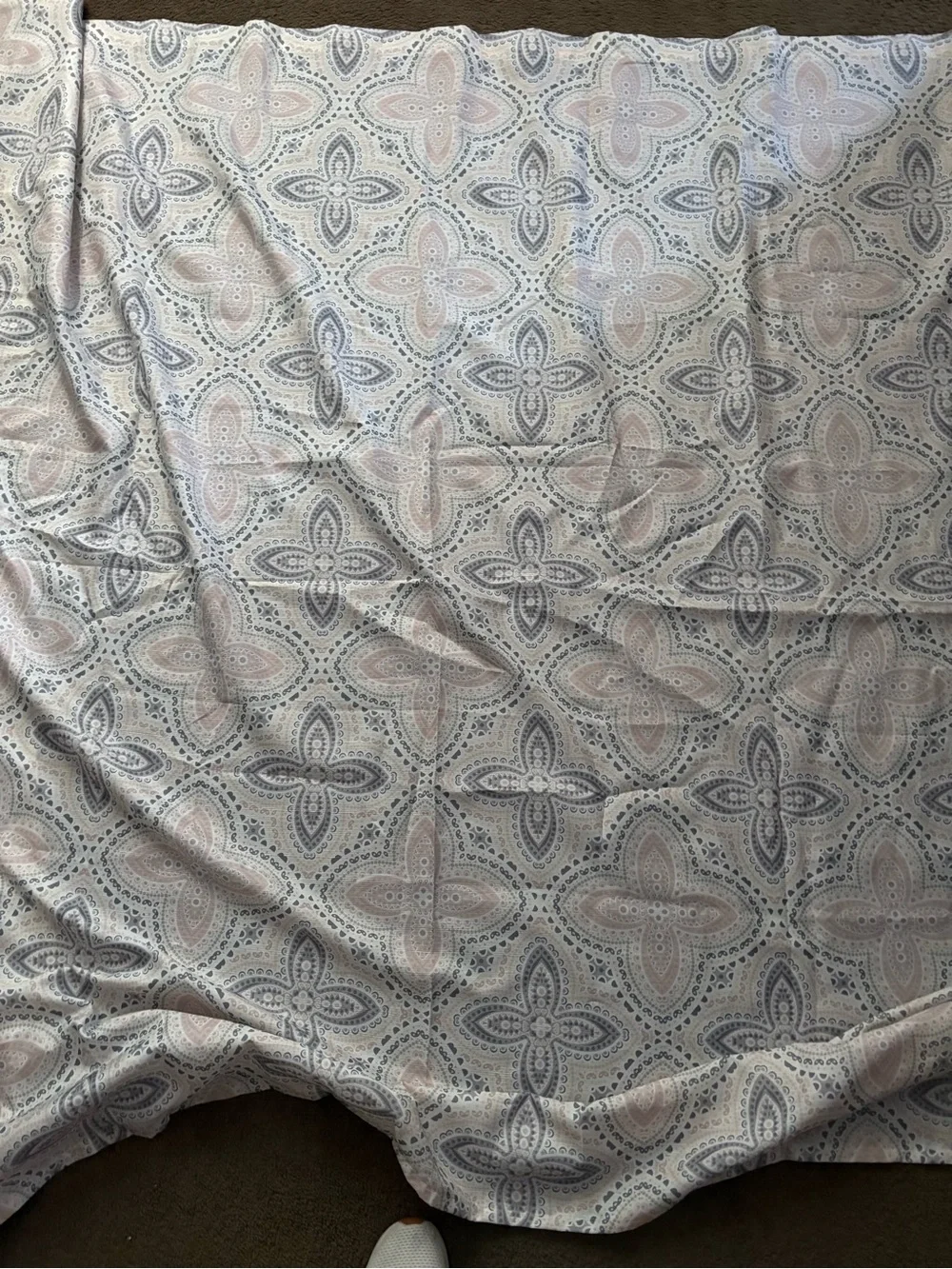 Paisley Medallion Shower Curtain — Cream with Blush and Gray
